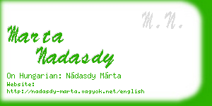 marta nadasdy business card